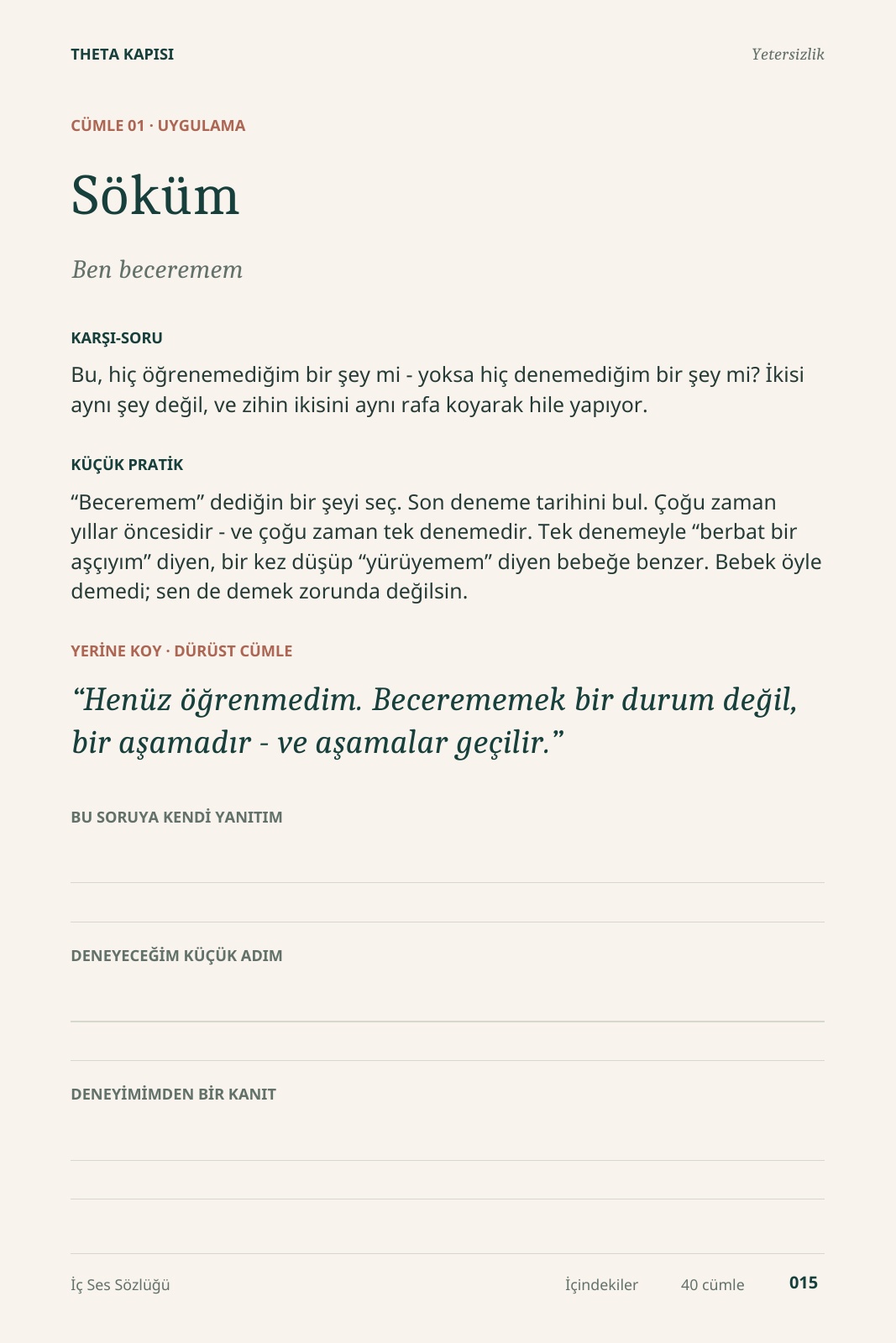İç Ses Sözlüğü örnek sayfa 15: Kendi yanıtını bul