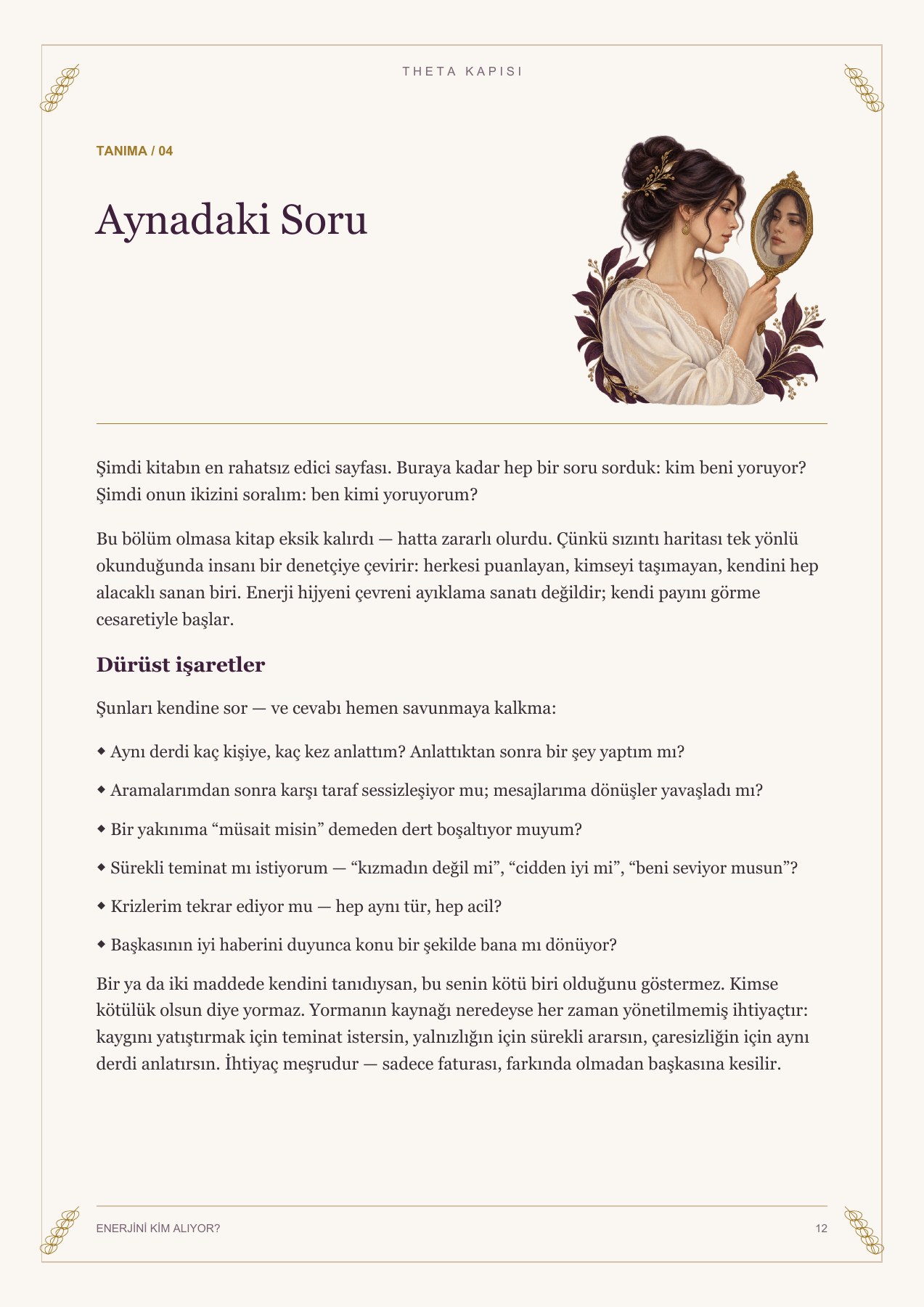 Enerjini Kim Alıyor? kitabından Aynadaki Soru örnek sayfası